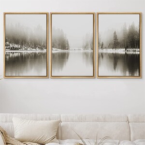 Signwin 3 Piece Framed Canvas Wall Art Green Forest Mountain Nature ...