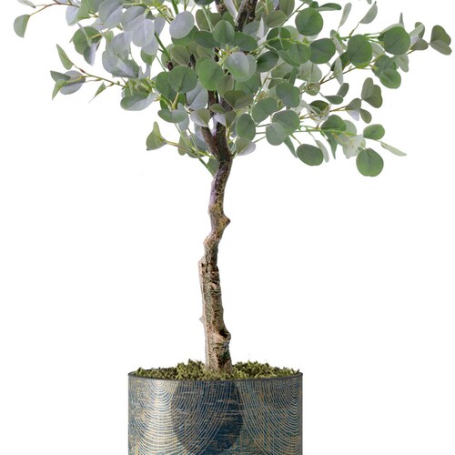 Artificial Tree in Contemporary Planter, Fake Eucalyptus Silk Tree, Artificial Plant for shops Indoor and Outdoor Home Decoration