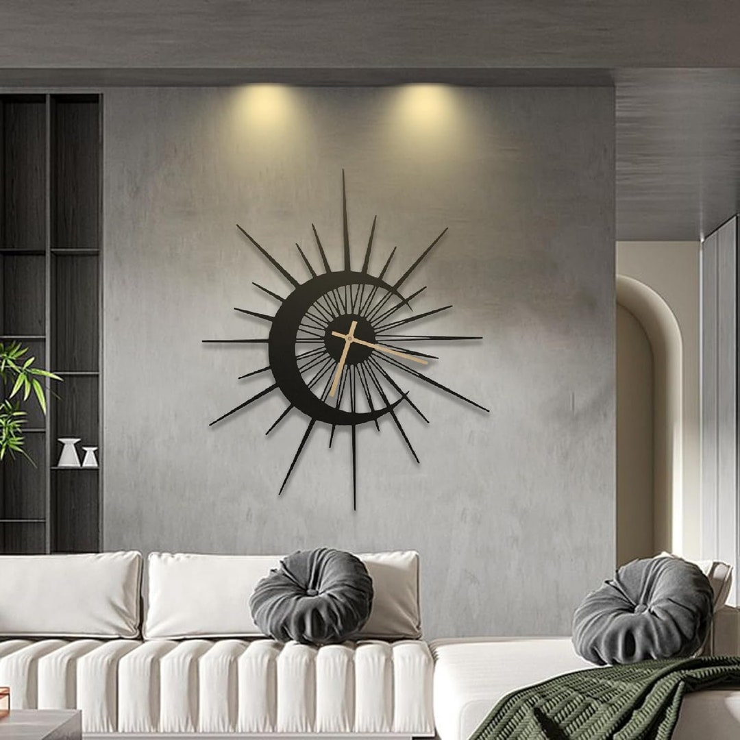 Large Metal Wall Clock, Minimalist Wall Clock, Modern Mid-century