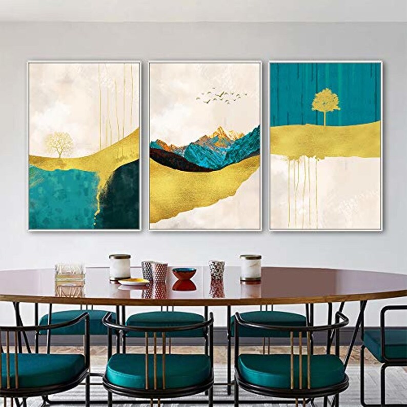 Signwin 3 Piece Framed Canvas Wall Art Abstract Mountain Etsy