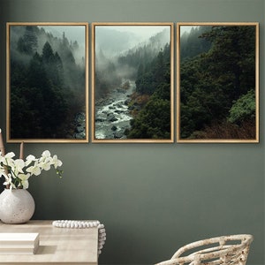 signwin 3 Piece Framed Canvas Wall Art Forest Mountain Nature Landscape Photography Print Modern Art Decor for Living Room 画像 6