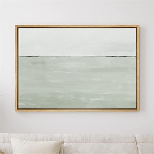 SIGNWIN Framed Canvas Print Wall Art Green Watercolor Pastel Color Field Abstract Print Modern Art Minimalist Decor for Living Room