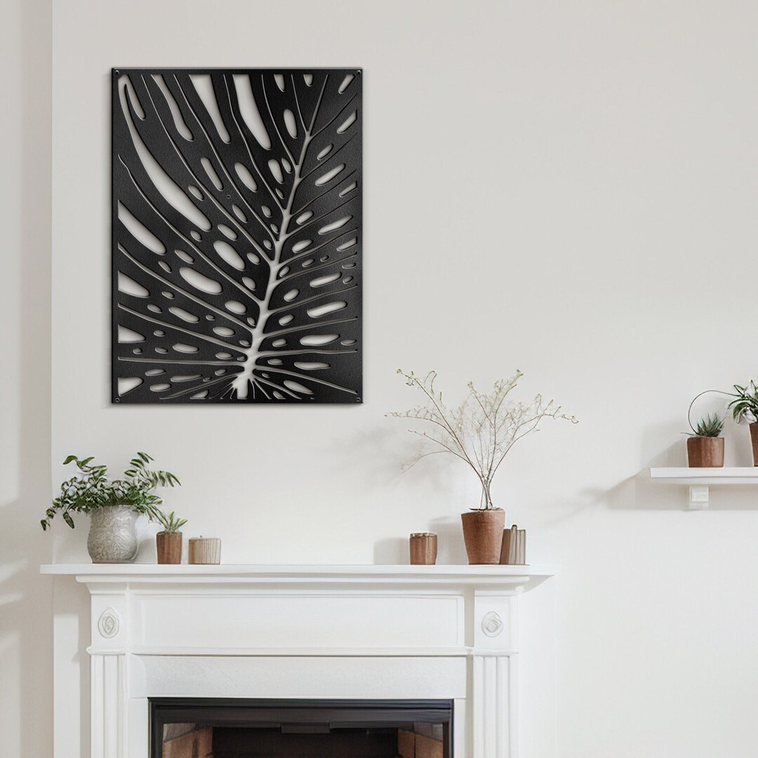 Large Metal Wall Art Tropical Palm Tree Leaf Botanical Wall Hanging ...