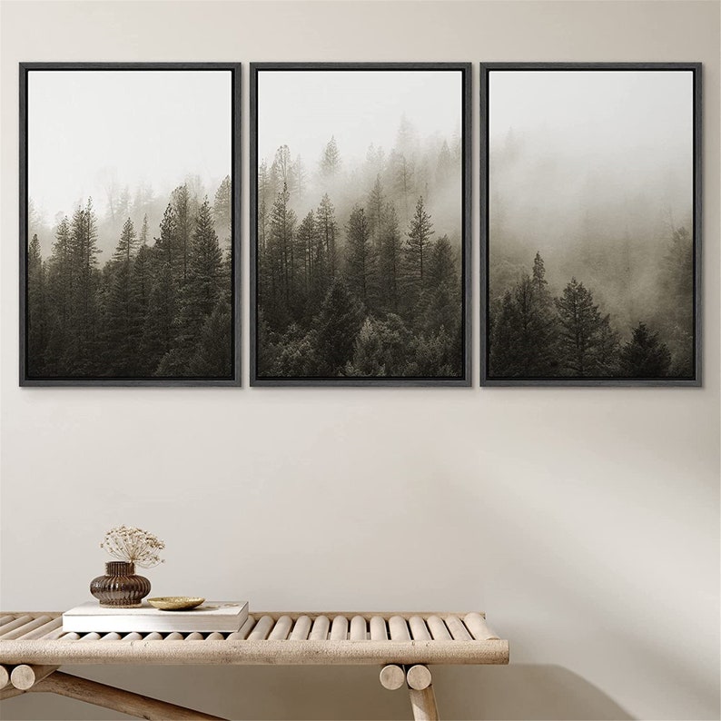 signwin 3 Piece Framed Canvas Wall Art Forest Mountain Nature Landscape Photography Print Modern Art Decor for Living Room b14