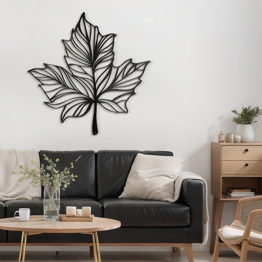 Large Metal Wall Art Leaf Wall Hanging Minimalist Modern Wall Decor