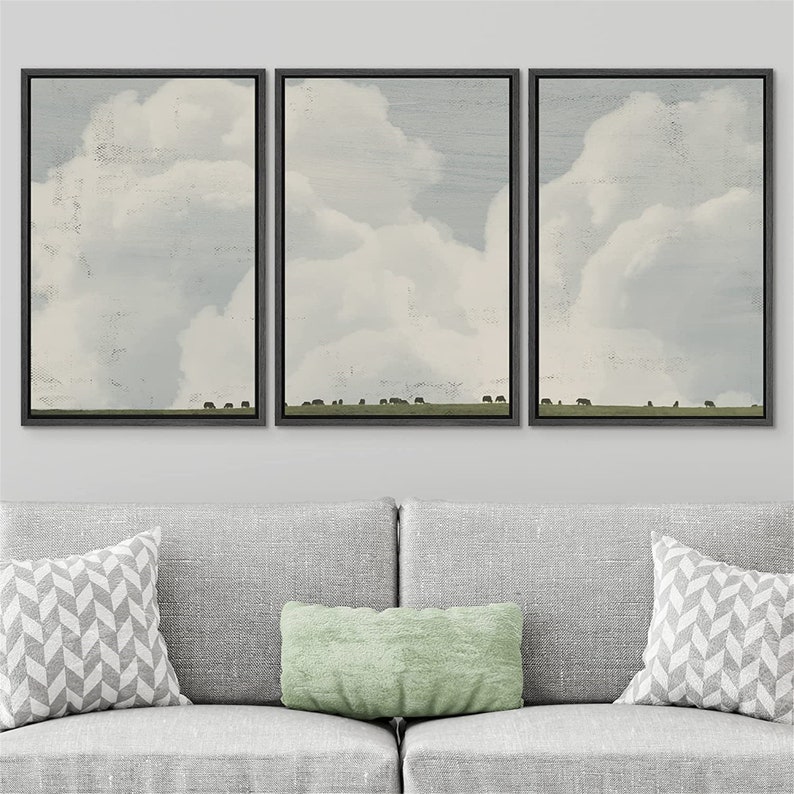 SIGNWIN 3 Piece Framed Canvas Wall Art Minimalist Clouds Etsy