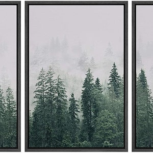 Signwin 3 Piece Framed Canvas Wall Art Black and White Forest Nature ...