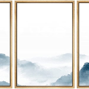 SIGNWIN 3 Piece Framed Canvas Wall Art Foggy Mountains Abstract Nature ...