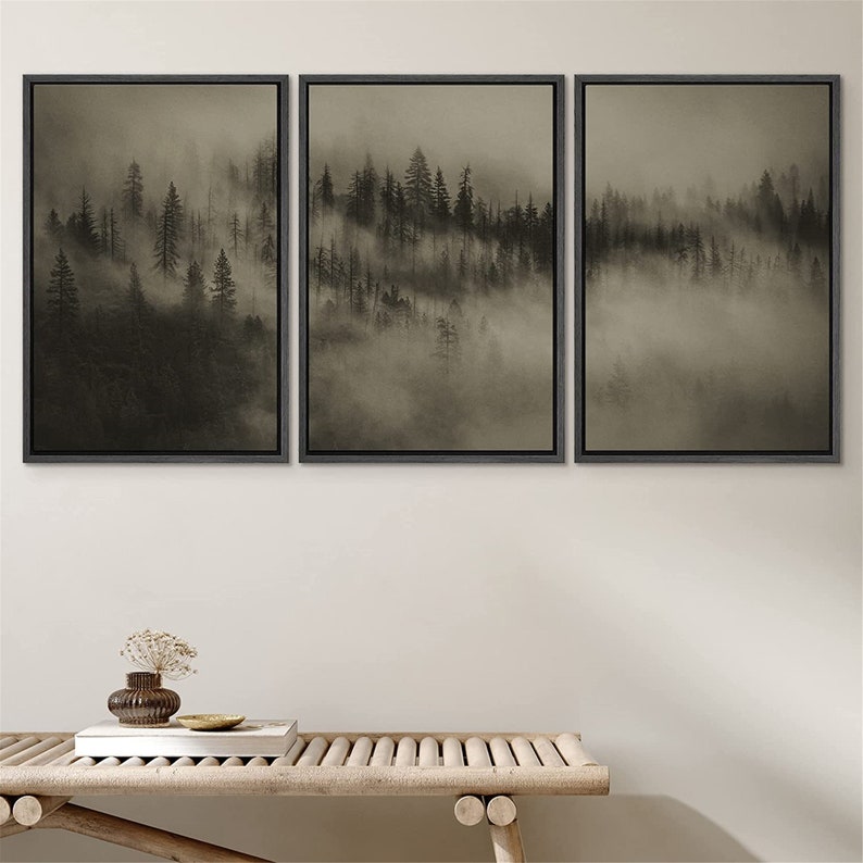 signwin 3 Piece Framed Canvas Wall Art Forest Mountain Nature Landscape Photography Print Modern Art Decor for Living Room b10