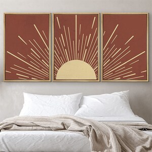 SIGNWIN 3 Piece Framed Canvas Wall Art Sun With Multicolor Rays Prints ...