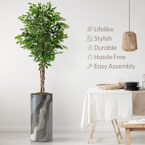 Artificial Tree in Modern Planter, Fake Ficus Silk Tree, Artificial shops Plant for Indoor and Outdoor Home Decoration