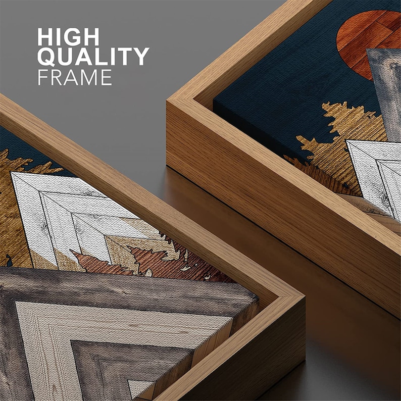 SIGNWIN Framed Canvas Wall Art Wood Panel Effect Mountain Etsy