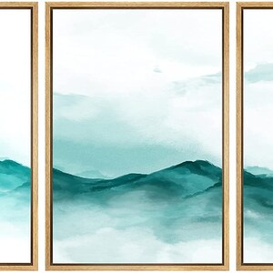 SIGNWIN 3 Piece Framed Canvas Wall Art Foggy Mountains Abstract Nature ...