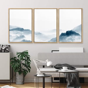 signwin 3 Piece Framed Canvas Wall Art Blue and White Watercolor Abstract Canvas Prints Modern Home Artwork Decor for Living Room,Bedroom SPL16- the 3rd pic