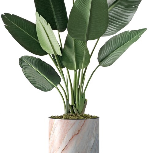 Shops Artificial Tree in Modern Granite Effect Planter, Fake Bird of Paradise Silk Tree, Artificial Plant for Indoor and Outdoor Home Decoration