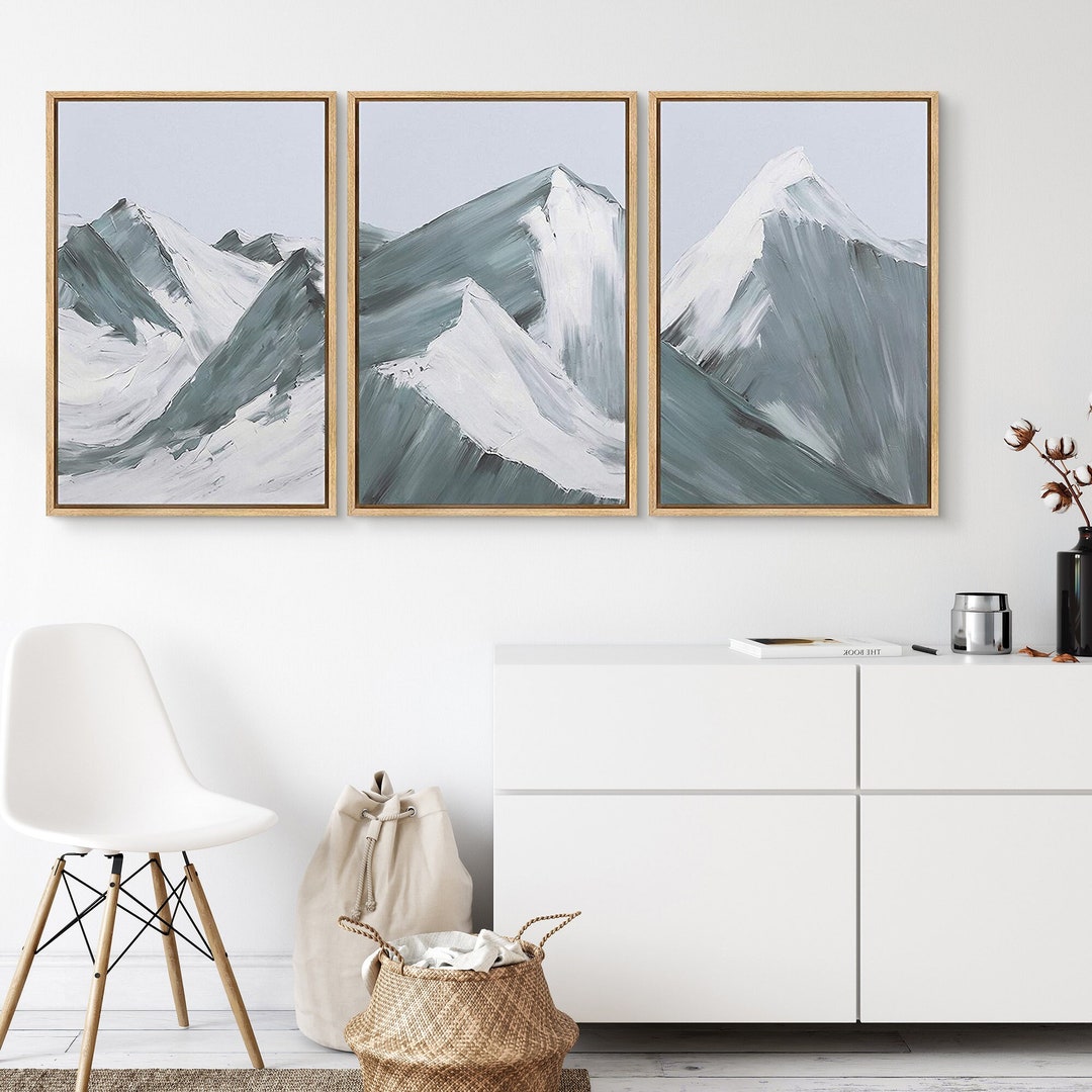 Signwin 3 Piece Framed Canvas Wall Art Snowy Mountains - Etsy