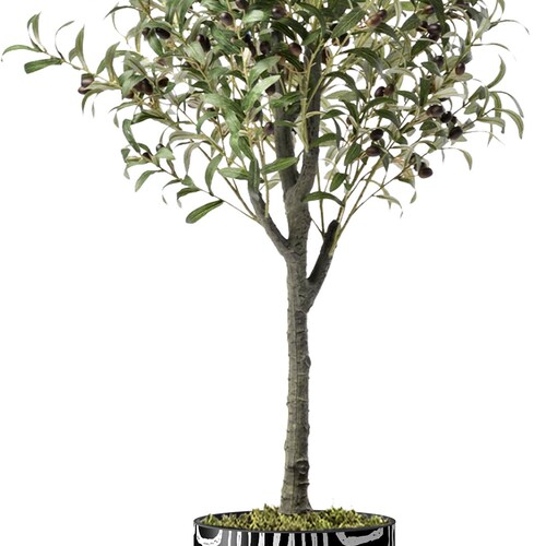 Artificial Tree in Modern Geometric Pattern shops Planter, Fake Olive Silk Tree, Artificial Plant for Indoor and Outdoor Home Decoration