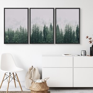 Signwin 3 Piece Framed Canvas Wall Art Black and White Forest Nature ...
