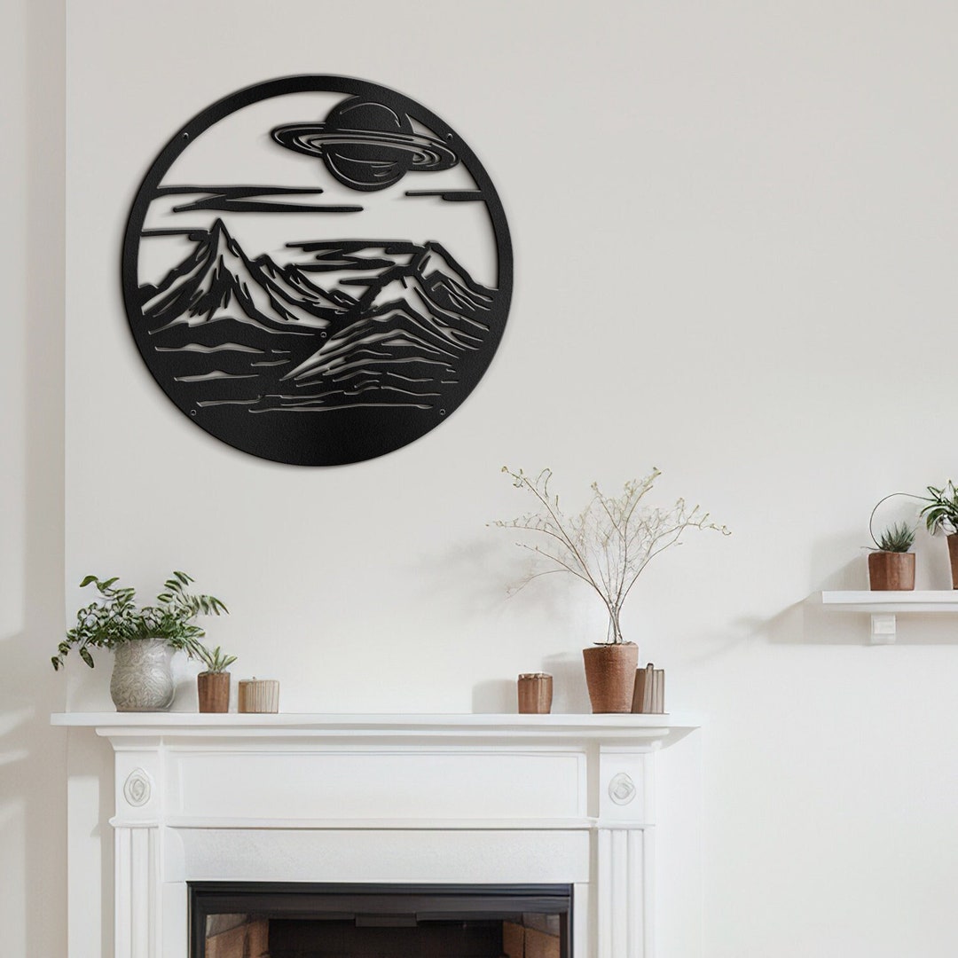 Mountain Wall Art, Minimalist Metal Wall Art, Mountain Range View