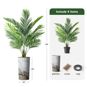 Artificial Palm Tree in Granite Effect Planter Fake Areca - Etsy