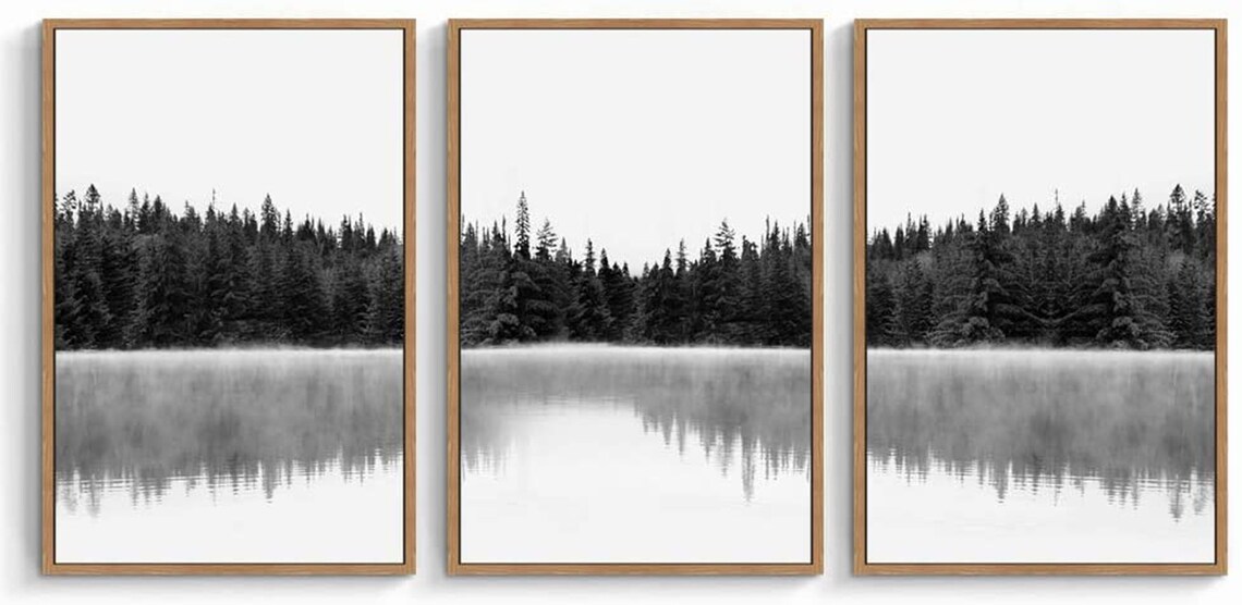 Signwin 3 Piece Framed Canvas Wall Art Green Nature Scenery Etsy