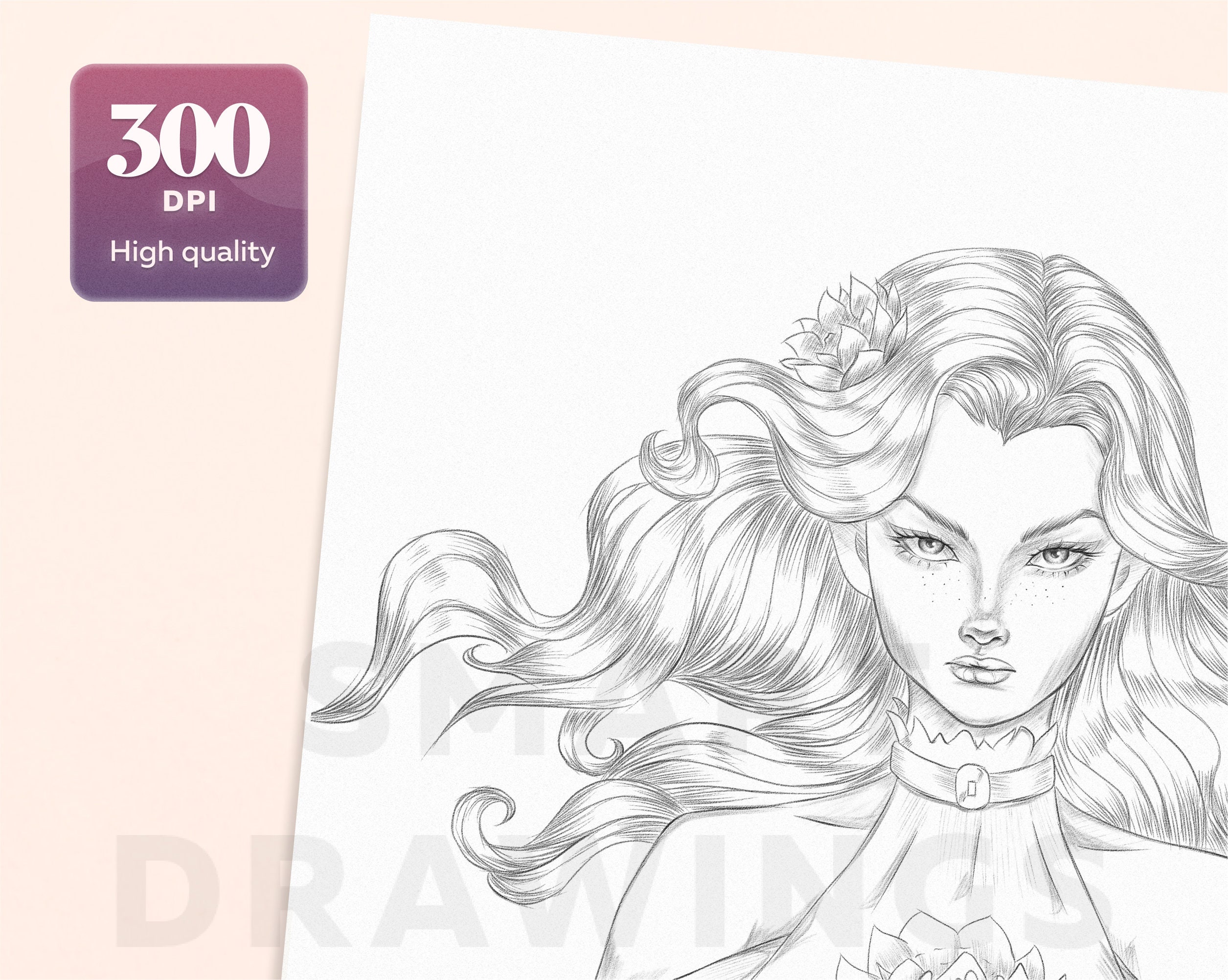 Elf Coloring Page Coloring Page Woman Elf Princess Fantasy | Etsy