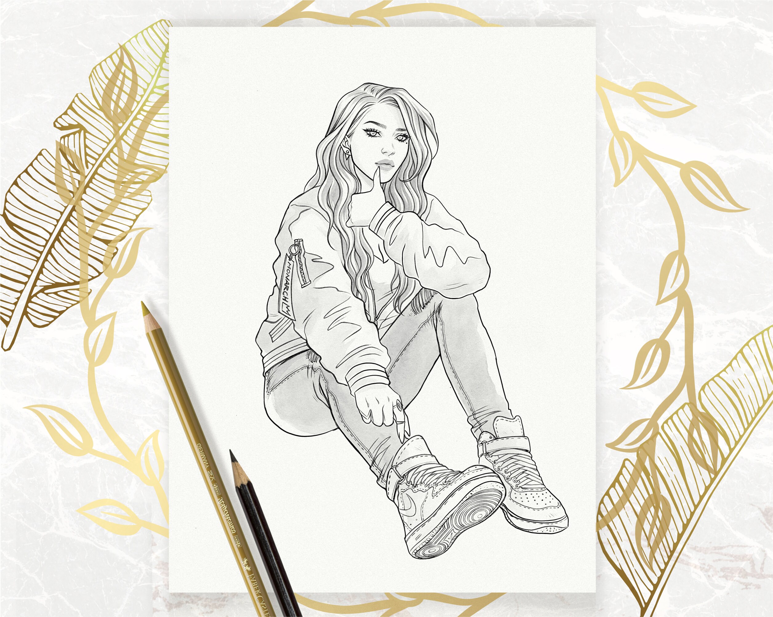 Adult coloring pages of sexy women 2 coloring sheets | Etsy