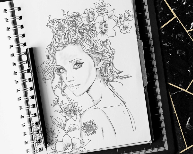 Download Coloring Book Digital In Pdf Printable Coloring Book For Adults Coloring Pages For Kids Adults Art Collectibles Drawing Illustration Kromasol Com