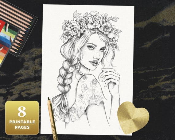 Download Coloring Book Digital In Pdf Printable Coloring Book For Adults Coloring Pages For Kids Adults Art Collectibles Drawing Illustration Kromasol Com