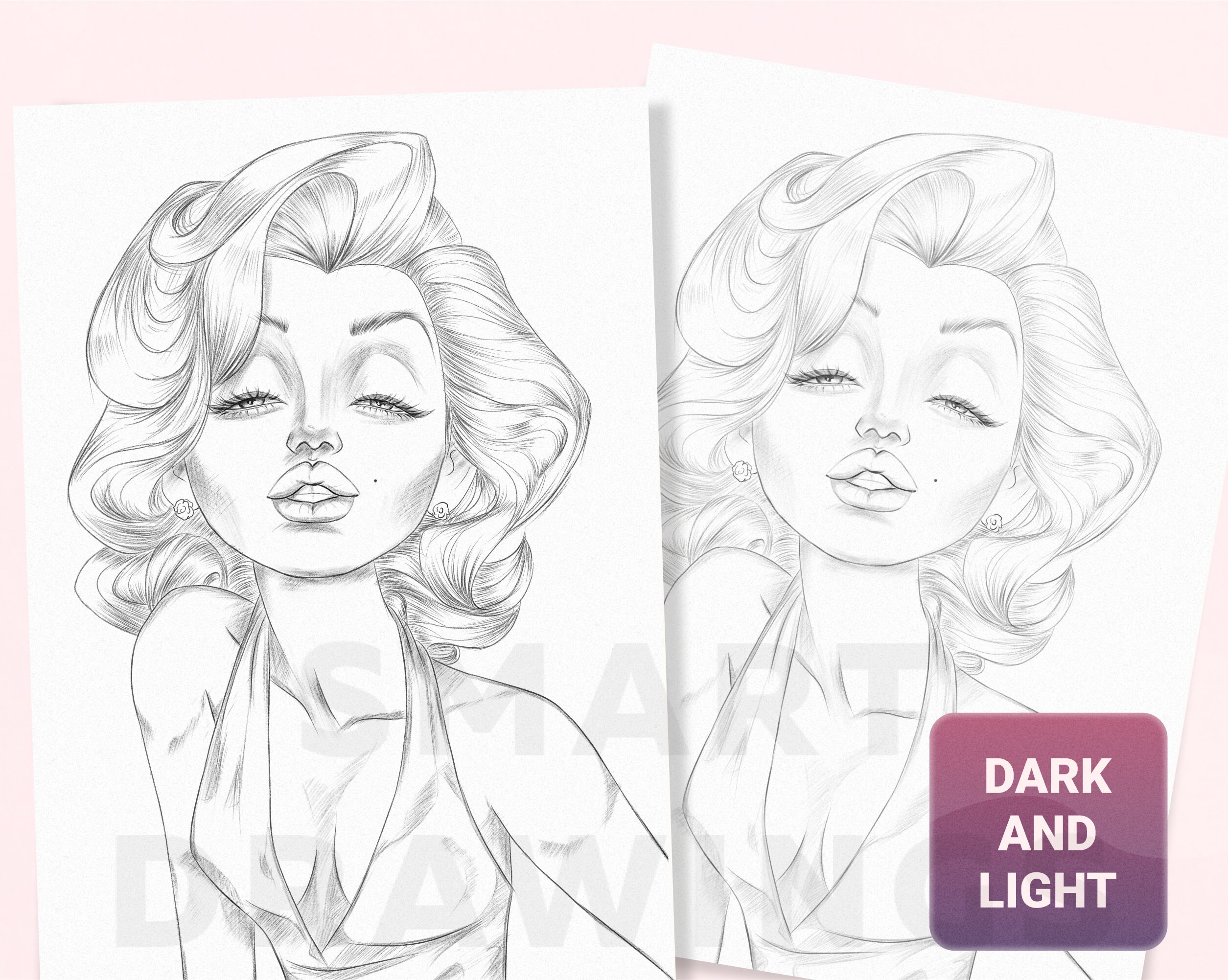 Download Pretty Woman Coloring Page For Adults Coloring Book With Etsy