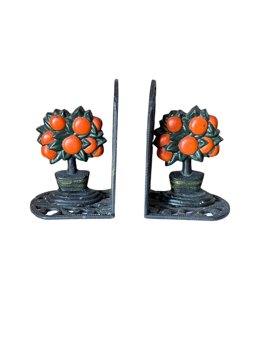 Heavy Cast Iron Bookends Nature Theme Tree With Oranges Etsy UK