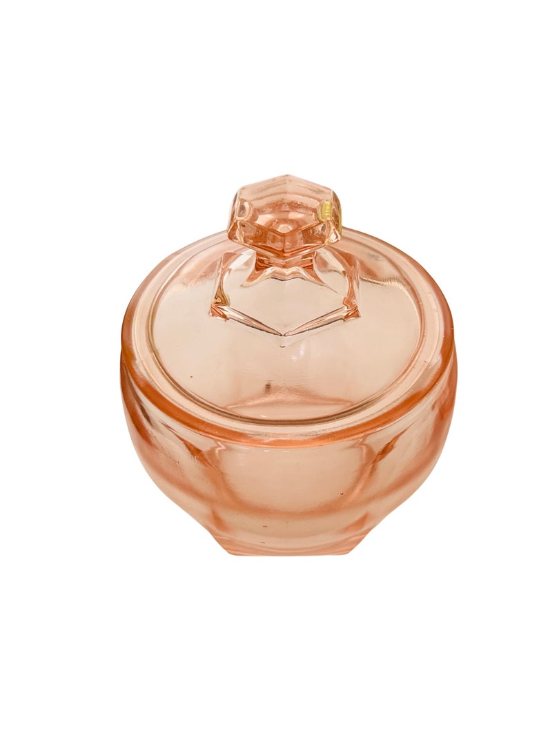 Art Deco Rosé Glass Candy Jars With Lids / Pink Glass Storage Jars With