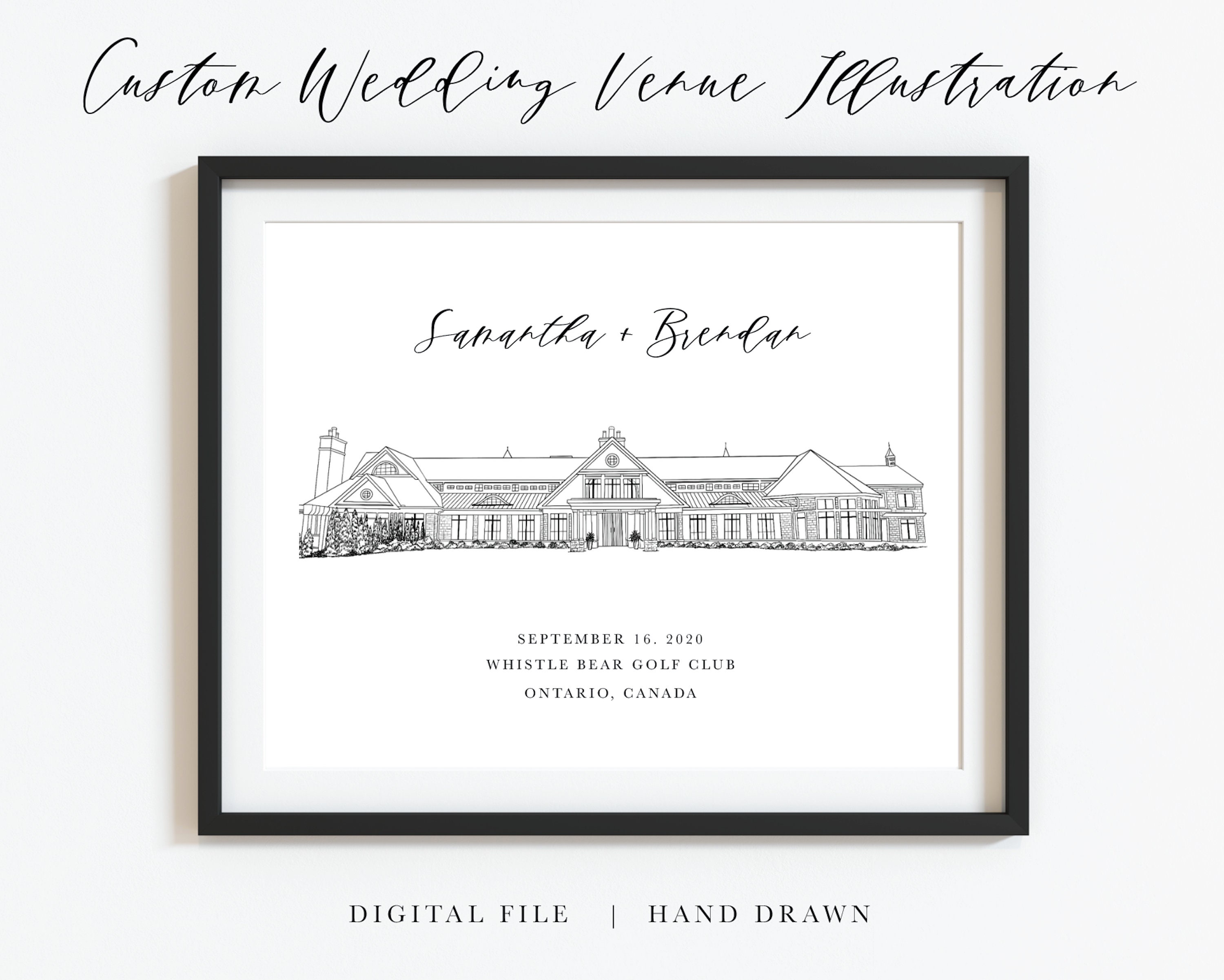 CUSTOM WEDDING VENUE Illustration Digital File, Hand Drawn, for Wedding ...
