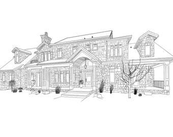 CUSTOM HOUSE ILLUSTRATION - Custom hand drawn digital house illustration for house warming, wedding gift, home decor, keepsake
