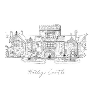 CUSTOM Wedding Venue Illustration - digital file, hand drawn, for wedding stationery, for home decor, keepsake