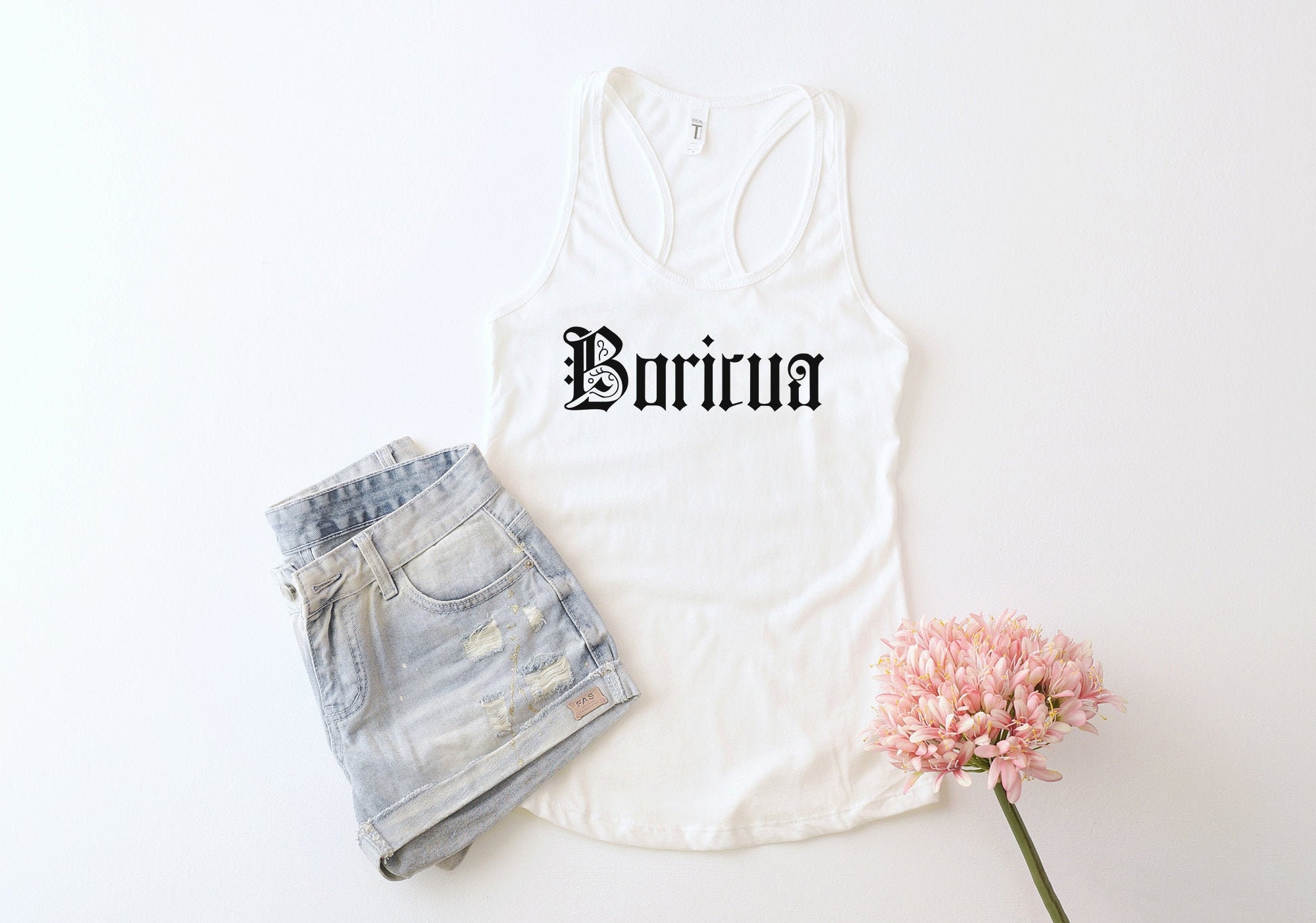 Boricua Womens Racerback Tank/Boricua Shirt/boricuas/Puerto Rico Vintage Navy Boricua Womens Racerback Tank/Boricua Shirt/boricuas/Puerto Rico Vintage Navy