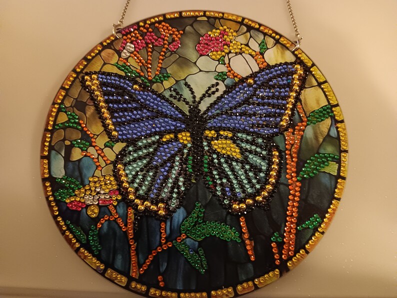 Completed Crystal Suncatcher Butterfly Etsy