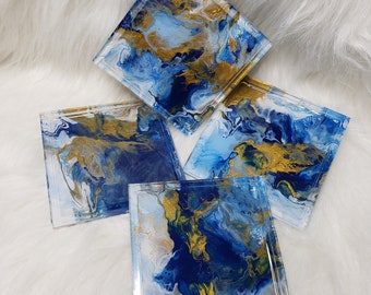 Earthy Tones / Handmade / Resin Coasters / Set of 4