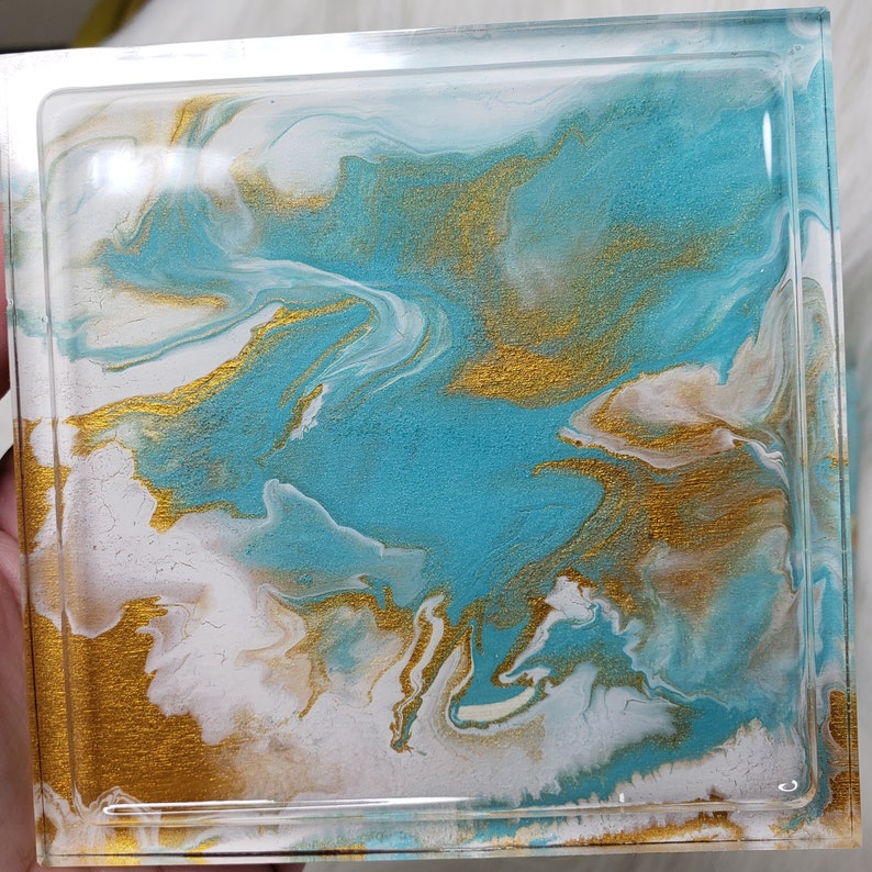 Teal and Gold / Homemade Resin Coasters / image 2