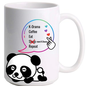Taza de café Kdrama, taza de café panda, taza de café drama coreano, taza de cerámica, taza de café de sublimación, taza de café de 15 oz, taza de ventilador de drama k.