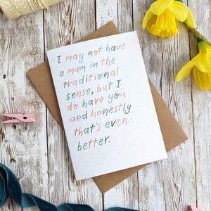 Tarjeta alternativa del Día de la Madre / Tarjeta para madrastra madre adoptiva abuela o figura madre / Tarjeta en blanco A6 o A5 / Plástico ecológico libre