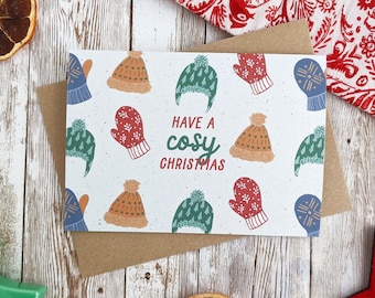 Have a Cosy Christmas | Knitwear Christmas Card | A6 Blank Card | Single or Set of 5 | Plastic Free