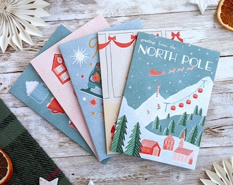 Vintage Christmas Card Variety Pack | Set of 5, 10 or 20 Retro Christmas Cards | A6 Blank Cards | Eco Friendly Christmas Cards