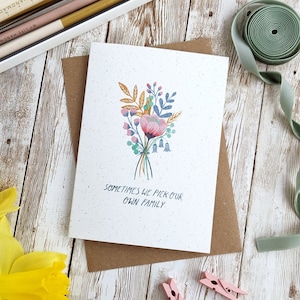 Manchmal suchen wir unsere eigene Familienkarte aus Alternative Muttertags- oder Vatertagskarte | Handgemaltes Aquarell | A6 oder A5 Blanko-Karte