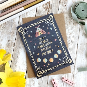 Carta A mi extraña, maravillosa y mágica madre / Carta del día de la madre del tarot celestial / Acuarela / Tarjeta en blanco A6 o A5 / Ecológica