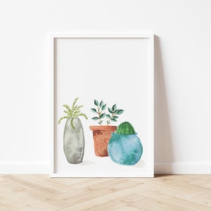 House Plants Original Watercolour Print Hand Painted Wall Art Home Decor Plant Lover Gift Eco Friendly Plastic Free Print image 1