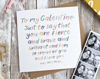 To My Galentine Card | Galentines Day | Card for Best Friend | Female Friendship | Pack of 1 or 5 | Hand Painted Watercolour | Eco Friendly