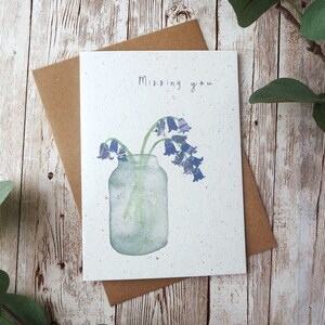 Carte de jacinthes bleues de Zazzle.be Liste d'envies Vous avez des idées Oeuvre d'art originale collage aquarelle fleurs de printemps Carte vierge A6 Carte écologique sans plastique image 1