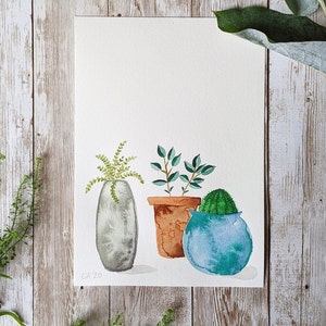 House Plants Original Watercolour Print Hand Painted Wall Art Home Decor Plant Lover Gift Eco Friendly Plastic Free Print image 4