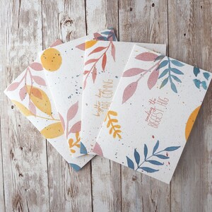 Biglietti per appunti Love in Lockdown / Set da 4 / Confezione multipla di biglietti per acquerello dipinti a mano / Biglietto vuoto A6 / Senza plastica ecologica